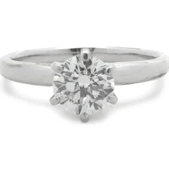 Platinum Gold Round Brilliant Cut Diamond Engagement Ring