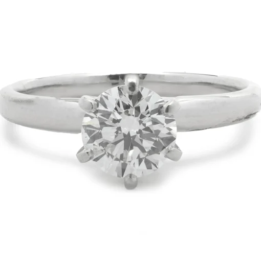 Platinum Gold Round Brilliant Cut Diamond Engagement Ring