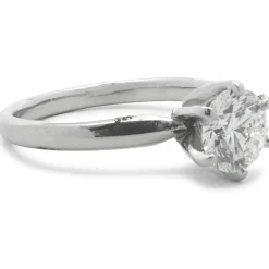 Platinum Gold Round Brilliant Cut Diamond Engagement Ring