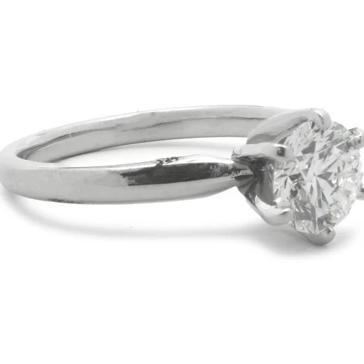 Platinum Gold Round Brilliant Cut Diamond Engagement Ring