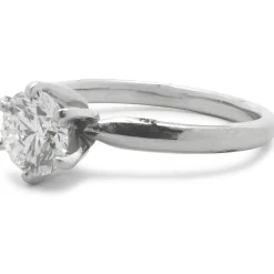 Platinum Gold Round Brilliant Cut Diamond Engagement Ring