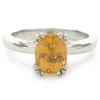 Platinum Golden Sapphire Solitaire Ring