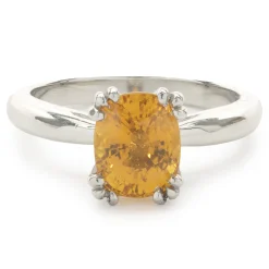 Platinum Golden Sapphire Solitaire Ring