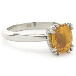 Platinum Golden Sapphire Solitaire Ring