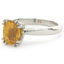 Platinum Golden Sapphire Solitaire Ring