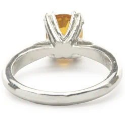 Platinum Golden Sapphire Solitaire Ring