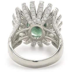 Platinum Green Tourmaline and Diamond Spray Ring