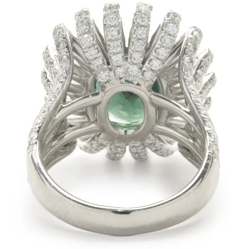 Platinum Green Tourmaline and Diamond Spray Ring