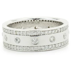 Platinum 8MM Three Row Diamond Band