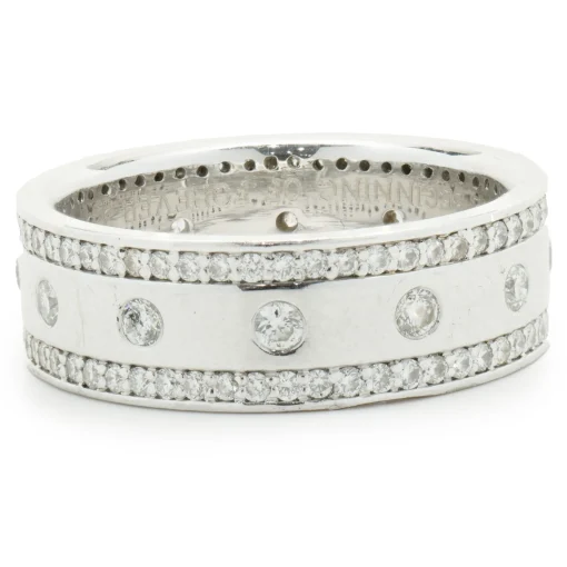 Platinum 8MM Three Row Diamond Band