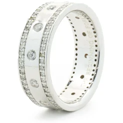 Platinum 8MM Three Row Diamond Band