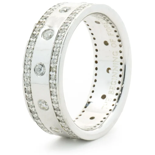 Platinum 8MM Three Row Diamond Band