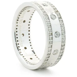 Platinum 8MM Three Row Diamond Band