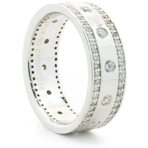 Platinum 8MM Three Row Diamond Band