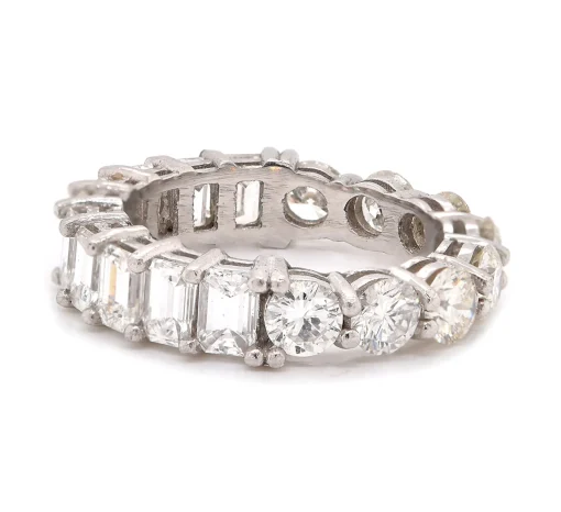 Platinum Round and Baguette Diamond Eternity Band