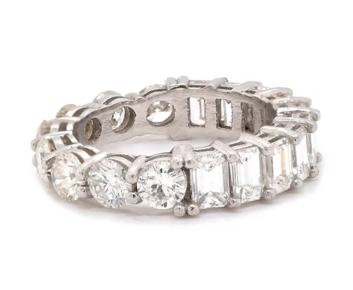 Platinum Round and Baguette Diamond Eternity Band