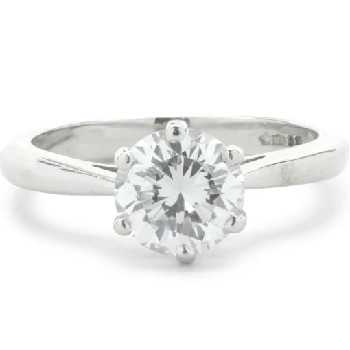 Platinum Round Brilliant Cut Diamond Engagement Ring