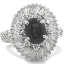 Platinum Sapphire and Diamond Ballerina Ring