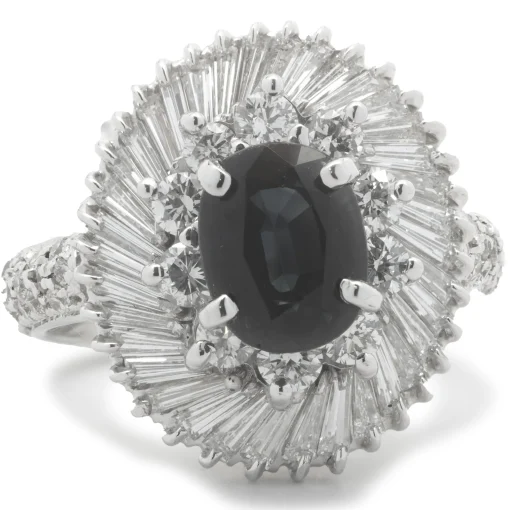 Platinum Sapphire and Diamond Ballerina Ring