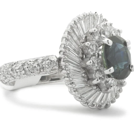Platinum Sapphire and Diamond Ballerina Ring