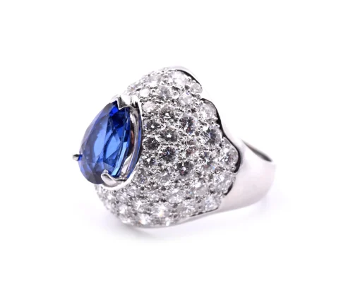 Platinum Sapphire and Diamond Ring