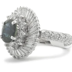 Platinum Sapphire and Diamond Ballerina Ring