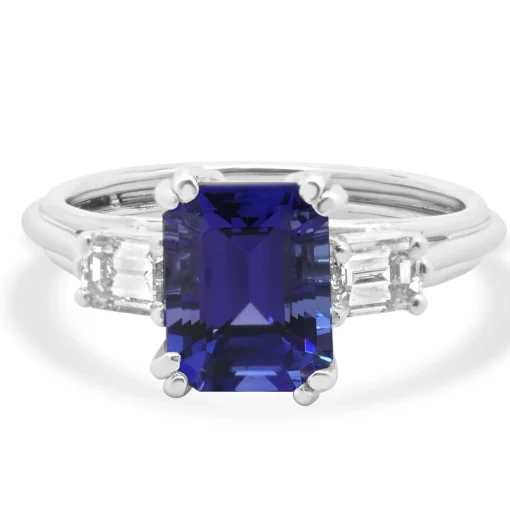 Platinum Tanzanite and Diamond Ring