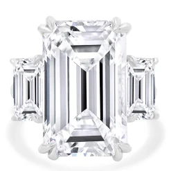 Platinum Three Emerald Cut Diamond Engagement Ring