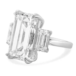 Platinum Three Emerald Cut Diamond Engagement Ring