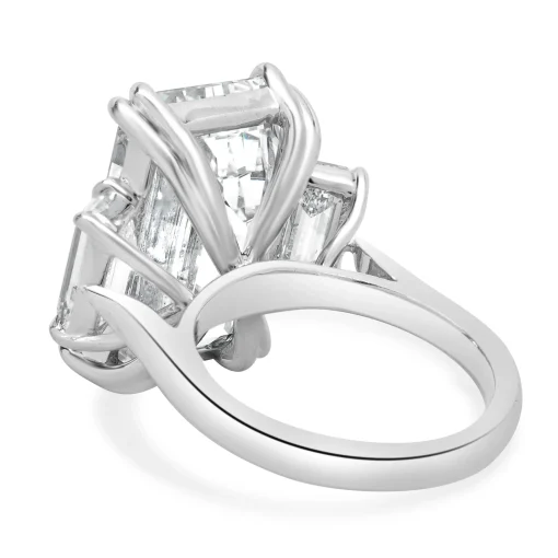 Platinum Three Emerald Cut Diamond Engagement Ring
