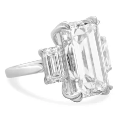 Platinum Three Emerald Cut Diamond Engagement Ring