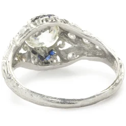 Platinum Vintage Art Deco Diamond and Sapphire Ring