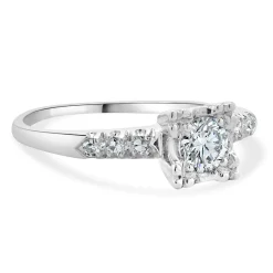 Platinum Vintage Round Brilliant Cut Diamond Engagement Ring