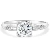 Platinum Vintage Round European Cut Diamond Engagement Ring
