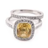 Platinum Yellow Sapphire and Diamond Ring Set