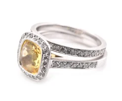 Platinum Yellow Sapphire and Diamond Ring Set