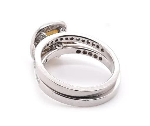 Platinum Yellow Sapphire and Diamond Ring Set