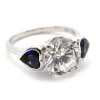 Platinum/18k White Gold, CZ And Heart-Cut Sapphire 3-Stone Ring