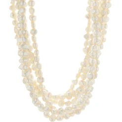 Potato Pearl Multi Strand Necklace with 14 Karat Yellow Gold Floral Style Clasp
