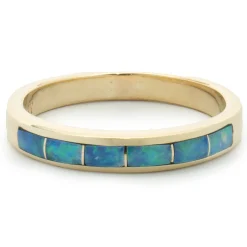 Prima 14 Karat Yellow Gold Black Opal Inlay Ring