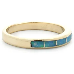 Prima 14 Karat Yellow Gold Black Opal Inlay Ring