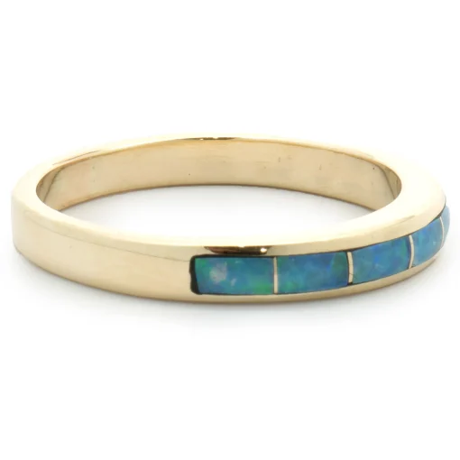 Prima 14 Karat Yellow Gold Black Opal Inlay Ring