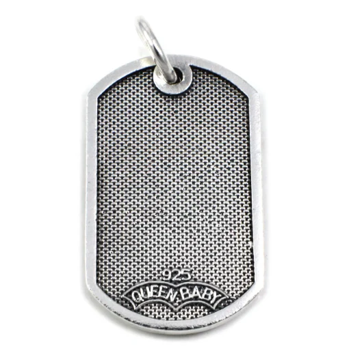 Queen Baby Sterling Silver Baby Dog Tag Cross Pendant