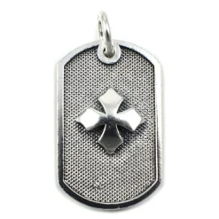 Queen Baby Sterling Silver Baby Dog Tag Cross Pendant