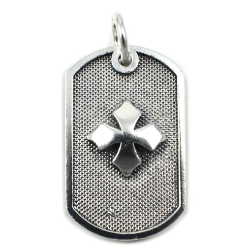 Queen Baby Sterling Silver Baby Dog Tag Cross Pendant