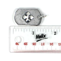 Queen Baby Sterling Silver Baby Dog Tag Cross Pendant