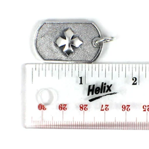 Queen Baby Sterling Silver Baby Dog Tag Cross Pendant