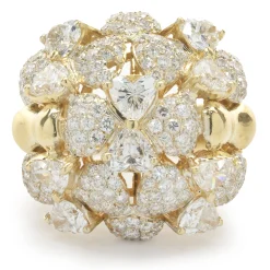 R.C.M 18 Karat Yellow Gold Pave Diamond Dome Ring