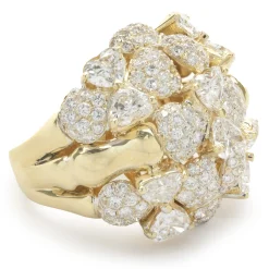 R.C.M 18 Karat Yellow Gold Pave Diamond Dome Ring