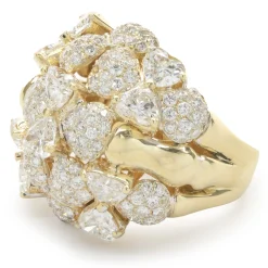 R.C.M 18 Karat Yellow Gold Pave Diamond Dome Ring